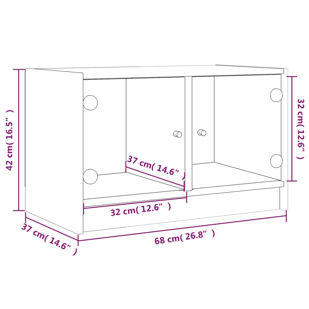Meuble TV en Bois et Verre Moderne - 68 cm-Mon Meuble TV-Chêne fumé-1-11