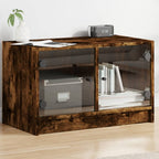 Meuble TV en Bois et Verre Moderne - 68 cm-Mon Meuble TV-Chêne fumé-1-14