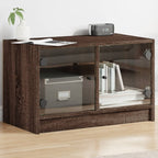 Meuble TV en Bois et Verre Moderne - 68 cm-Mon Meuble TV-Chêne marron-1-13