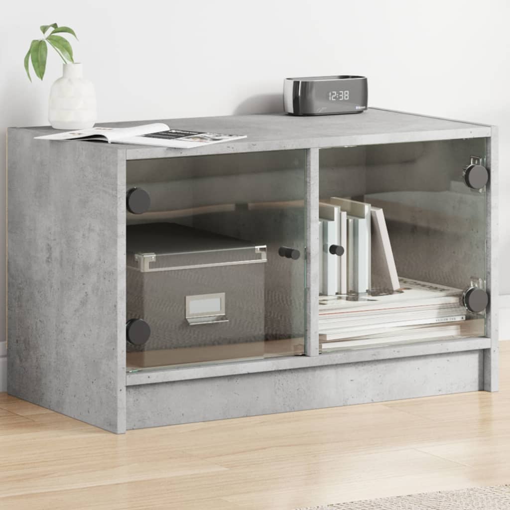 Meuble TV en Bois et Verre Moderne - 68 cm-Mon Meuble TV-Gris béton-1-1