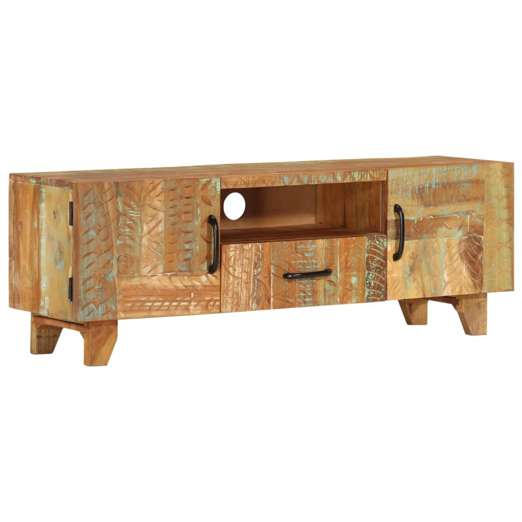 Meuble TV en Bois Fait Maison Sculpté - 120 cm-Mon Meuble TV-10