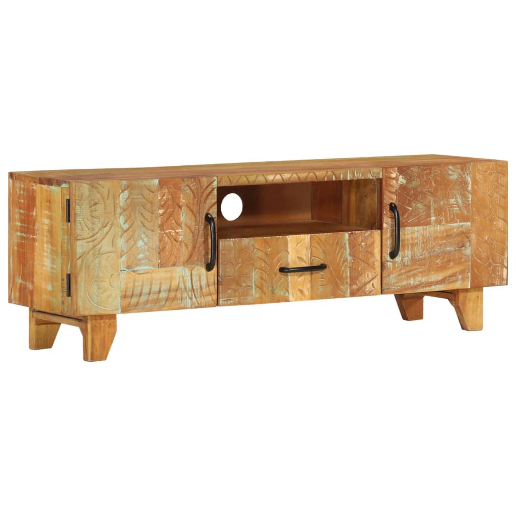 Meuble TV en Bois Fait Maison Sculpté - 120 cm-Mon Meuble TV-11