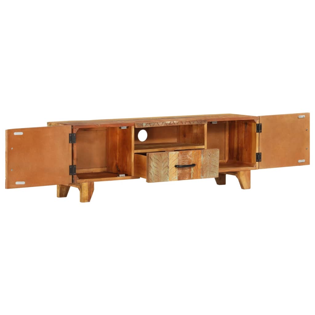 Meuble TV en Bois Fait Maison Sculpté - 120 cm-Mon Meuble TV-4