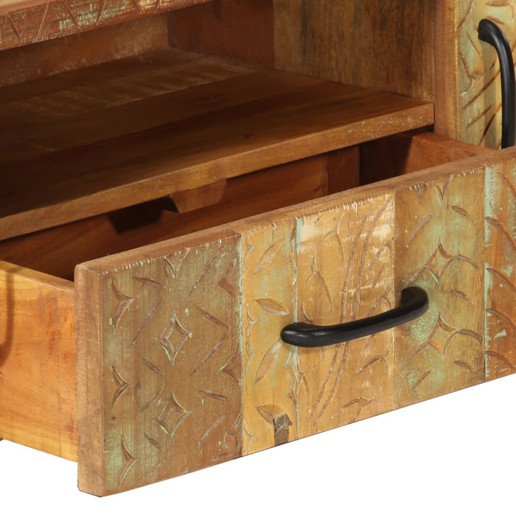 Meuble TV en Bois Fait Maison Sculpté - 120 cm-Mon Meuble TV-8