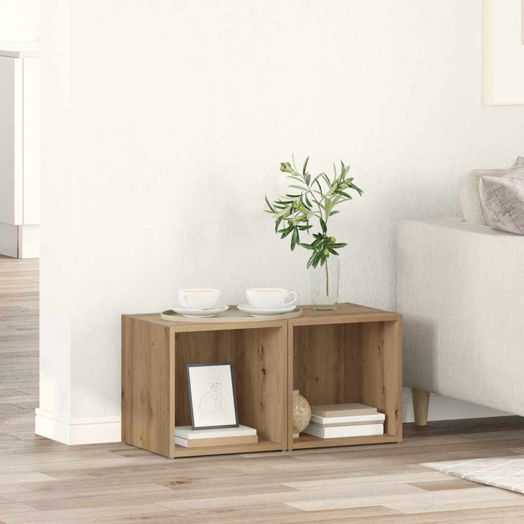 Meuble TV en Bois Gris Clair - 4 Pièces-Mon Meuble TV-chêne artisanal-2-9