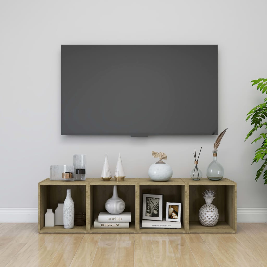 Meuble TV en Bois Gris Clair - 4 Pièces-Mon Meuble TV-Chêne sonoma-4-24
