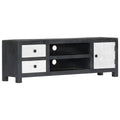 Meuble TV en Bois Gris et Blanc Sculpté - 120 cm-Mon Meuble TV-1