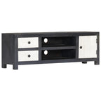 Meuble TV en Bois Gris et Blanc Sculpté - 120 cm-Mon Meuble TV-10