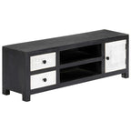 Meuble TV en Bois Gris et Blanc Sculpté - 120 cm-Mon Meuble TV-2