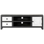 Meuble TV en Bois Gris et Blanc Sculpté - 120 cm-Mon Meuble TV-3