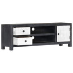 Meuble TV en Bois Gris et Blanc Sculpté - 120 cm-Mon Meuble TV-5