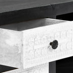 Meuble TV en Bois Gris et Blanc Sculpté - 120 cm-Mon Meuble TV-8