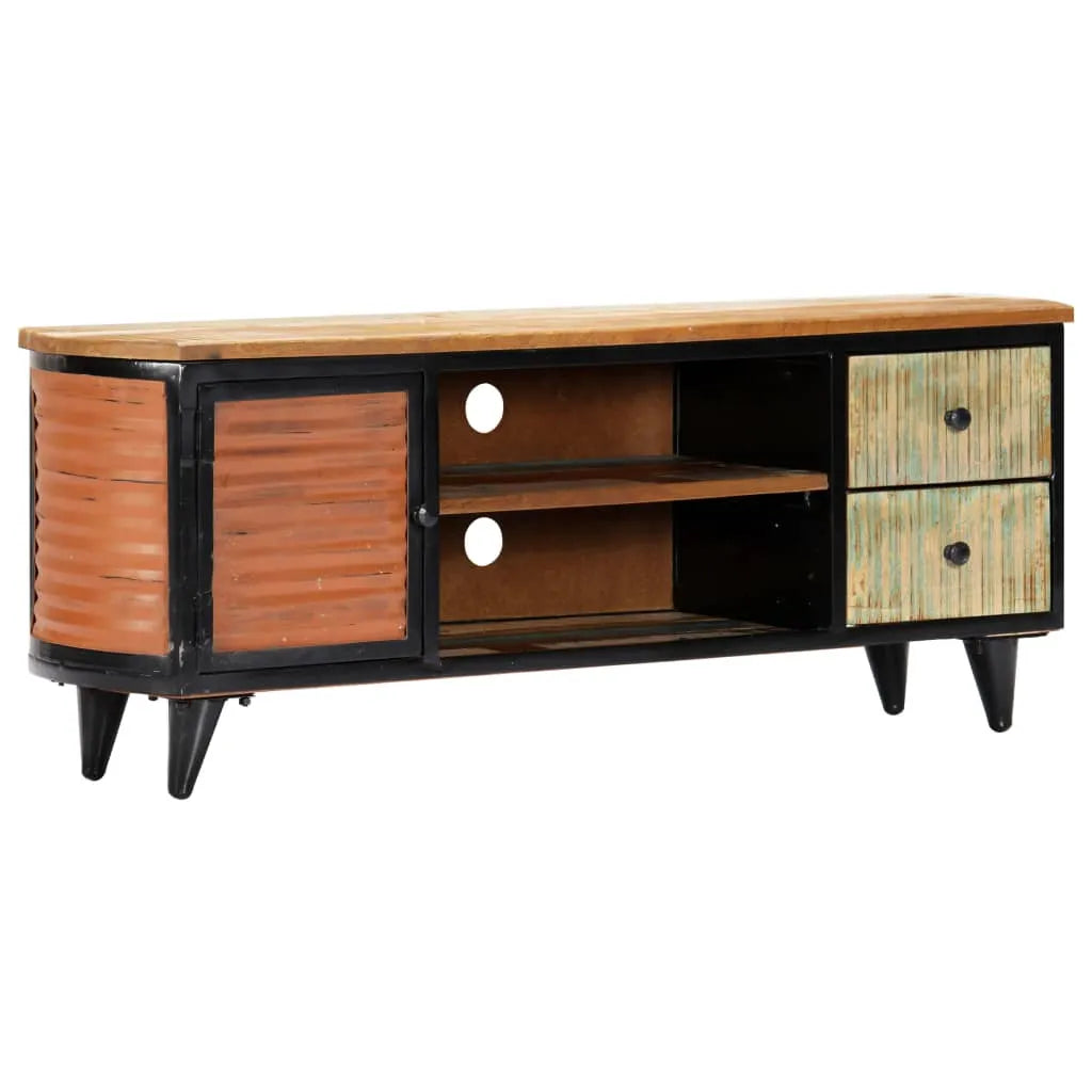 Meuble TV en Bois Massif Ancien et Métal - 120 cm-Mon Meuble TV-1
