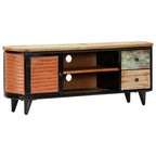 Meuble TV en Bois Massif Ancien et Métal - 120 cm-Mon Meuble TV-10