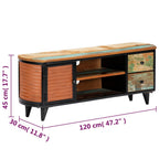 Meuble TV en Bois Massif Ancien et Métal - 120 cm-Mon Meuble TV-6