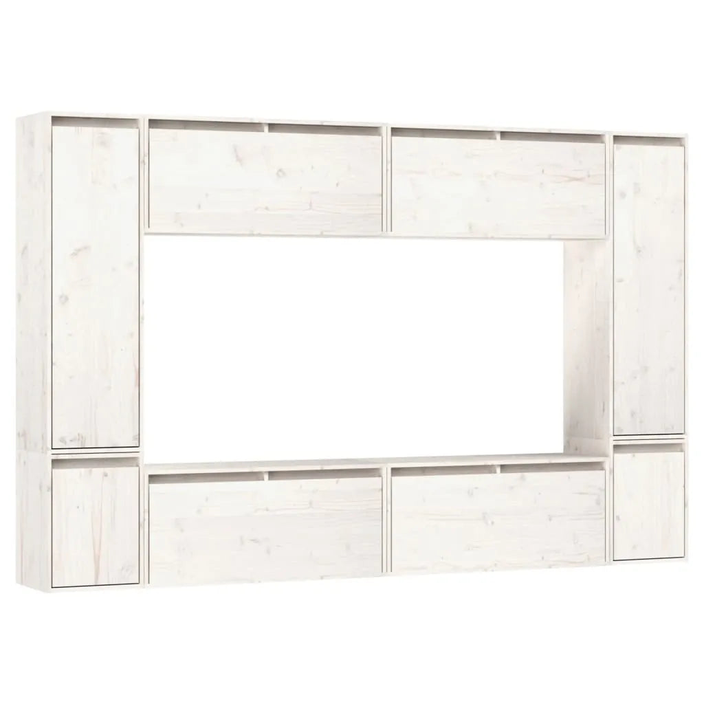 Meuble TV en Bois Massif Blanc - 8 Pièces-Mon Meuble TV-1