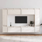 Meuble TV en Bois Massif Blanc - 8 Pièces-Mon Meuble TV-2