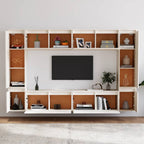 Meuble TV en Bois Massif Blanc - 8 Pièces-Mon Meuble TV-3