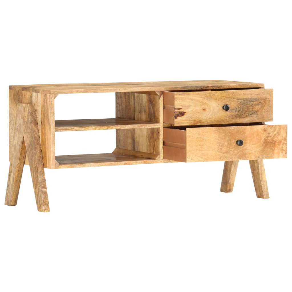 Meuble TV en Bois Massif Clair - 97 cm-Mon Meuble TV-2