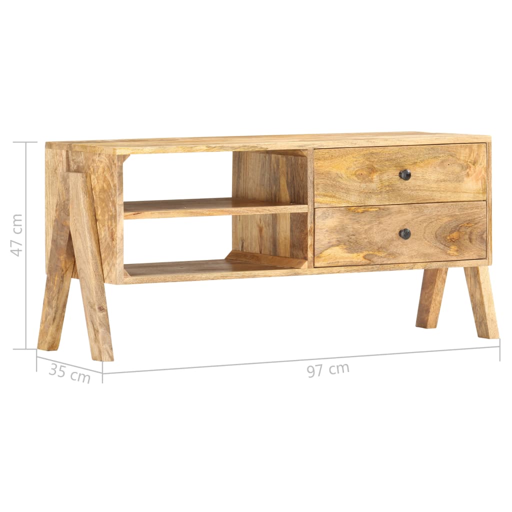 Meuble TV en Bois Massif Clair - 97 cm-Mon Meuble TV-7