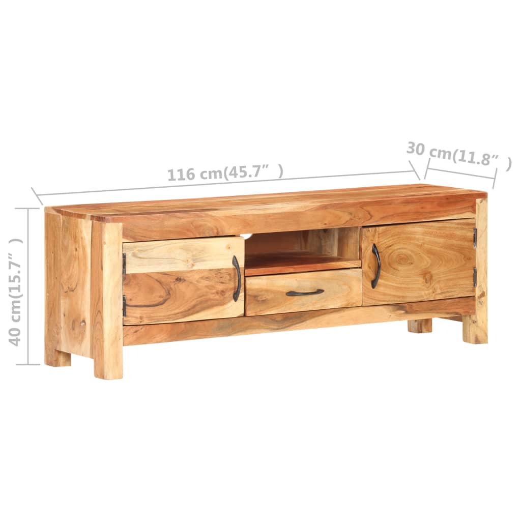 Meuble TV en Bois Massif d'Acacia - 116 cm-Mon Meuble TV-8