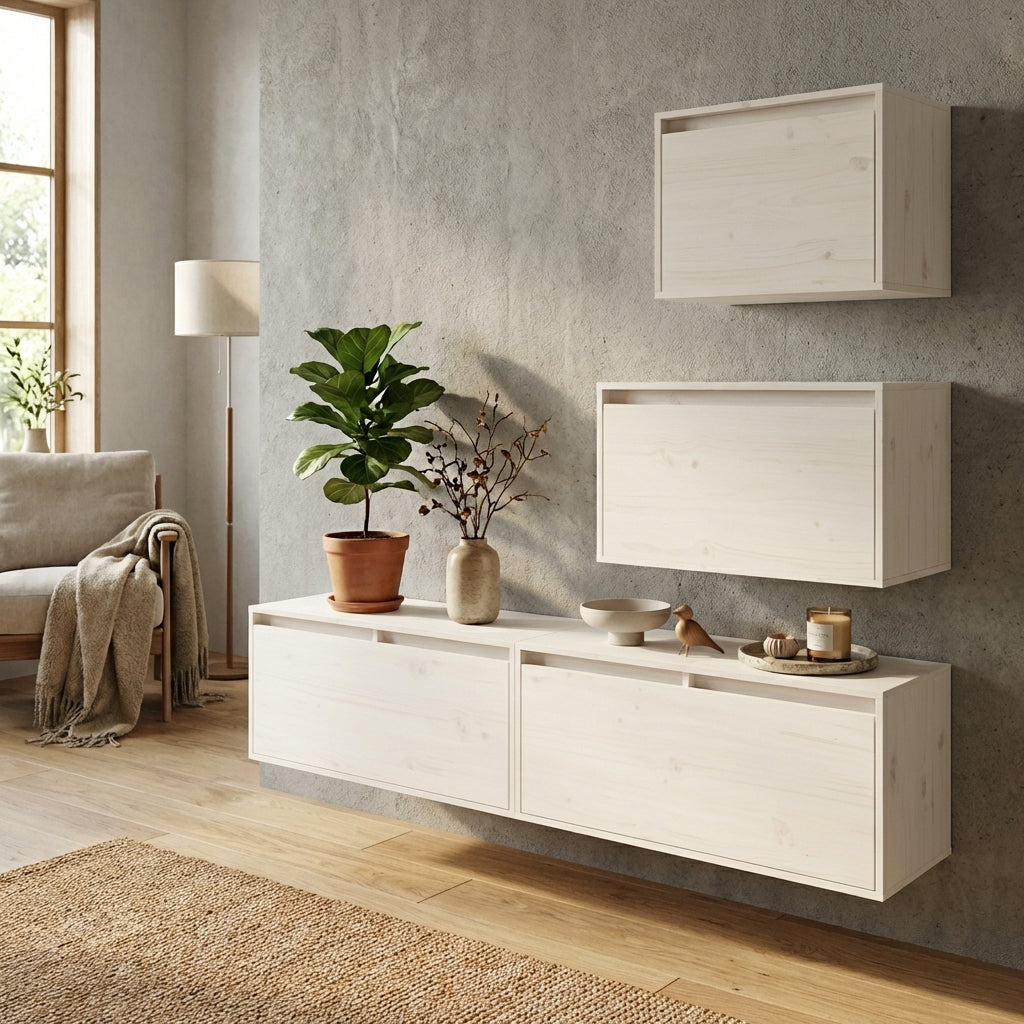 meuble-tv-en-bois-massif-de-pin-blanc-4-pieces-decor