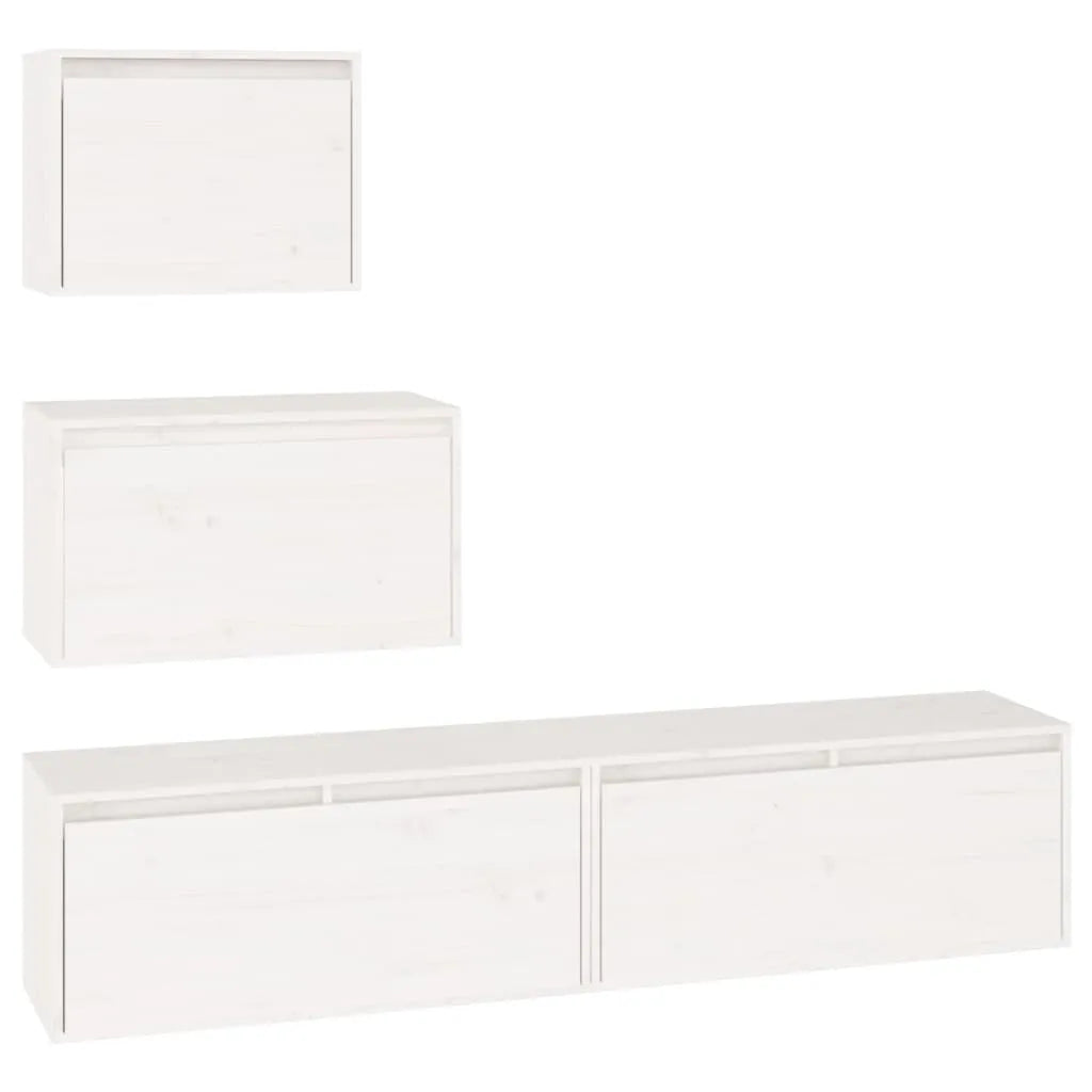 Meuble TV en Bois Massif de Pin Blanc - 4 Pièces-Mon Meuble TV-1
