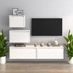 Meuble TV en Bois Massif de Pin Blanc - 4 Pièces-Mon Meuble TV-2