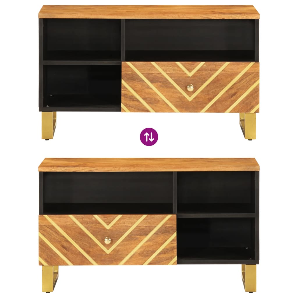 Meuble TV en Bois Massif et Métal - 80 cm-Mon Meuble TV-7