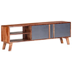 Meuble TV en Bois Massif Gris - 140 cm-Mon Meuble TV-11