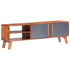 Meuble TV en Bois Massif Gris - 140 cm-Mon Meuble TV-12