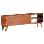 Meuble TV en Bois Massif Gris - 140 cm-Mon Meuble TV-4
