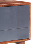 Meuble TV en Bois Massif Gris - 140 cm-Mon Meuble TV-5