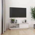 Meuble TV en Bois Massif Marron - 110 cm-Mon Meuble TV-Blanc-1-11