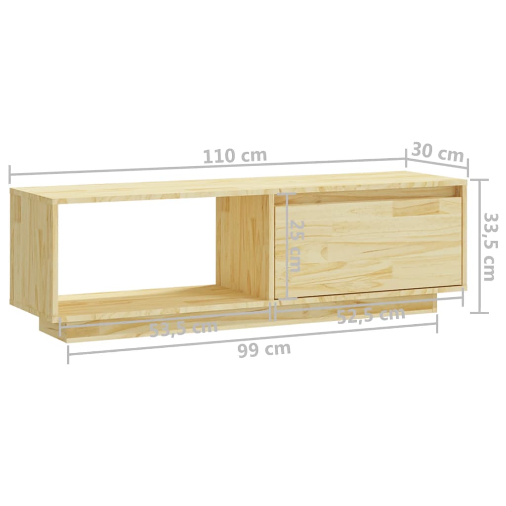 Meuble TV en Bois Massif Marron - 110 cm-Mon Meuble TV-marron miel-1-10