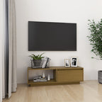 Meuble TV en Bois Massif Marron - 110 cm-Mon Meuble TV-marron miel-1-12