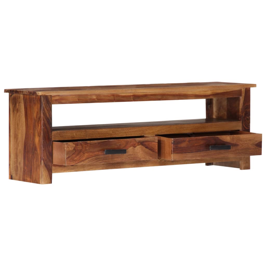 Meuble TV en Bois Massif Marron Foncé - 118 cm-Mon Meuble TV-2