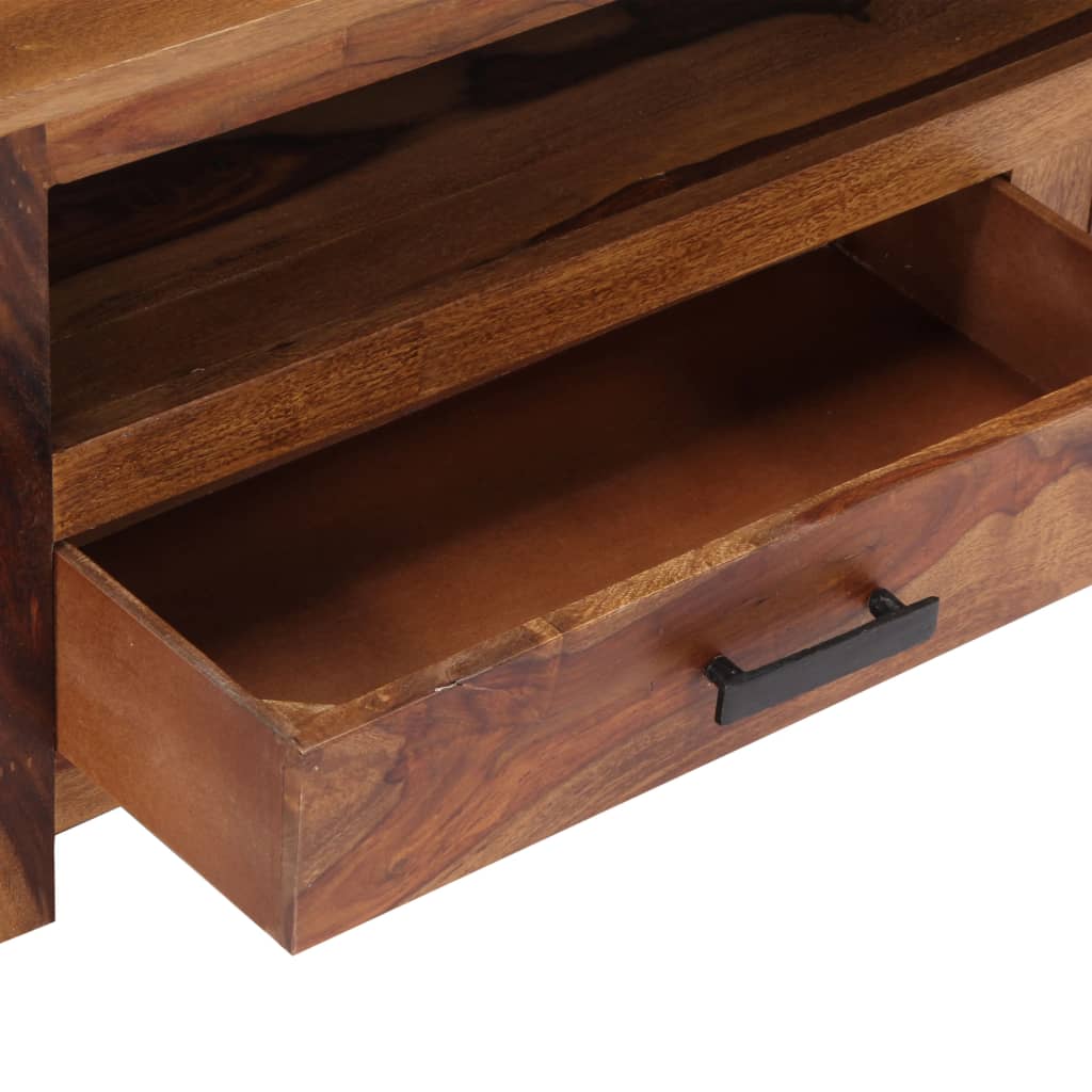 Meuble TV en Bois Massif Marron Foncé - 118 cm-Mon Meuble TV-5