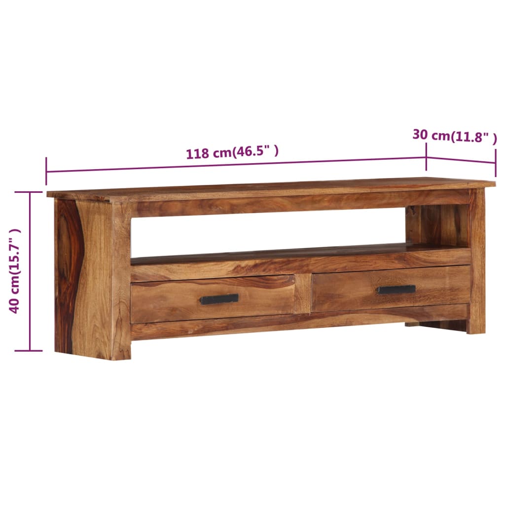 Meuble TV en Bois Massif Marron Foncé - 118 cm-Mon Meuble TV-7