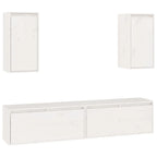 Meuble TV en Bois Massif Naturel Blanc - 4 Pièces-Mon Meuble TV-Blanc-1
