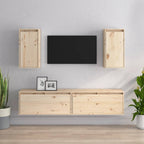 Meuble TV en Bois Massif Naturel Blanc - 4 Pièces-Mon Meuble TV-Naturel-10