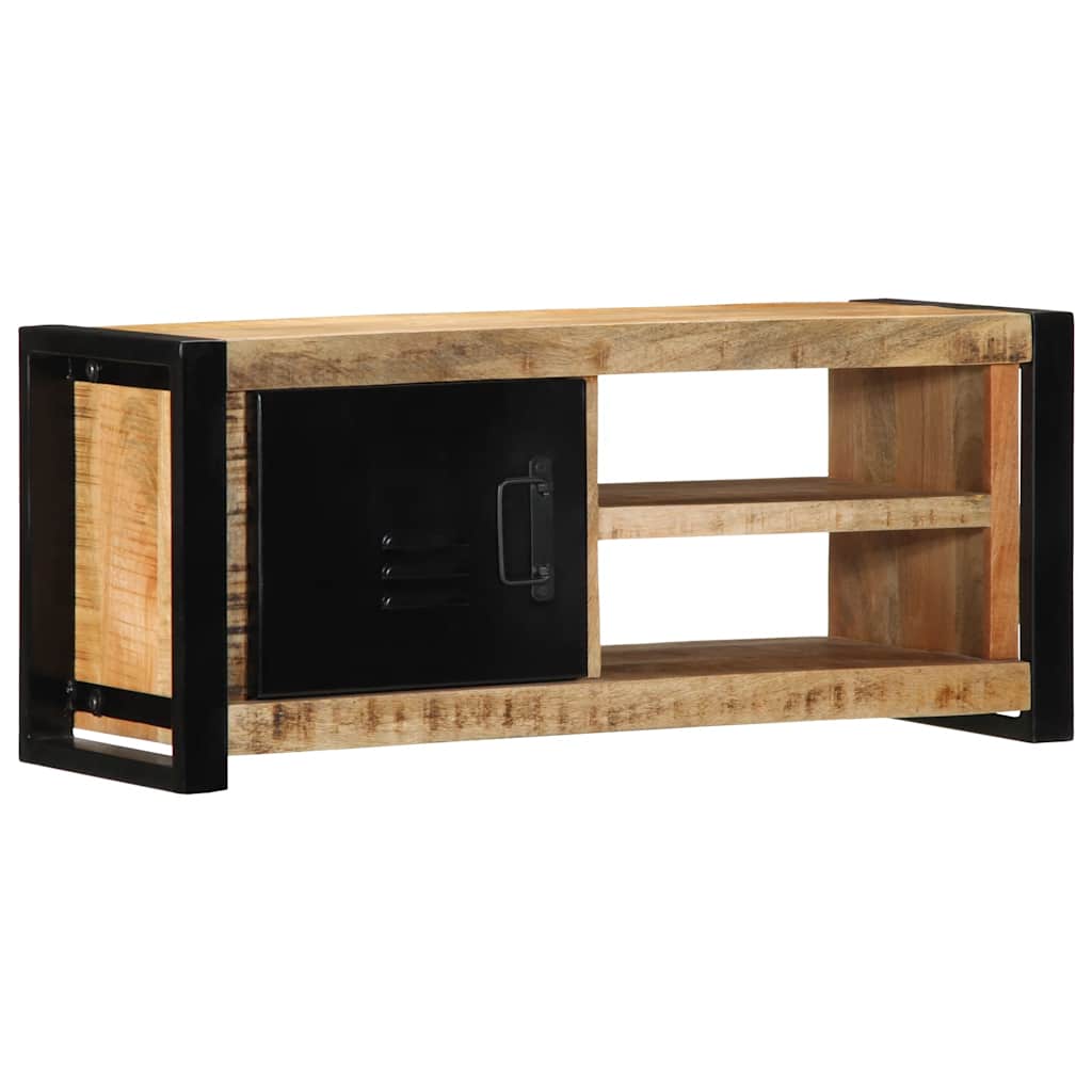 Meuble TV en Bois Massif Recyclé et Fer - 80 cm-Mon Meuble TV-Bois de manguier brut massif-13