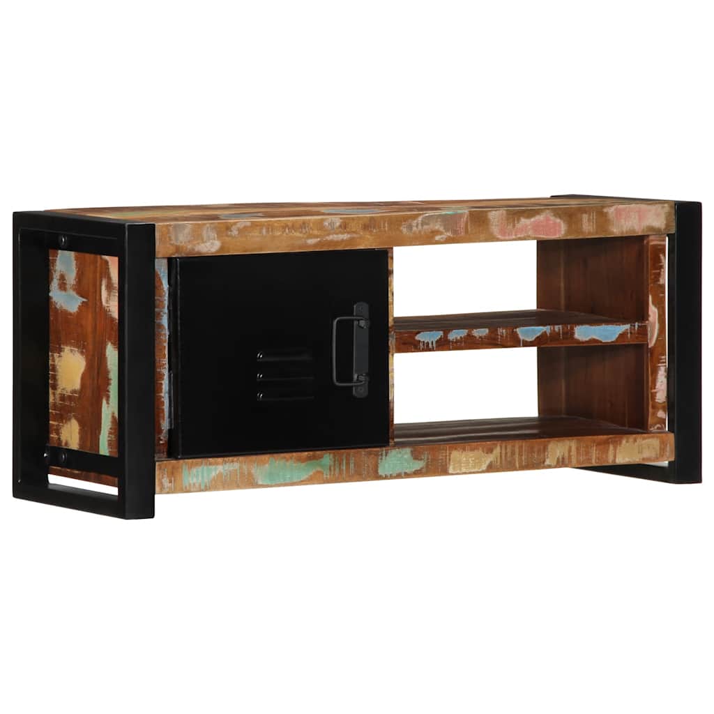 Meuble TV en Bois Massif Recyclé et Fer - 80 cm-Mon Meuble TV-Bois de récupération massif-12