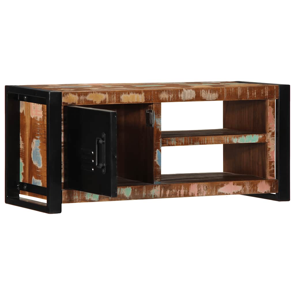 Meuble TV en Bois Massif Recyclé et Fer - 80 cm-Mon Meuble TV-Bois de récupération massif-2