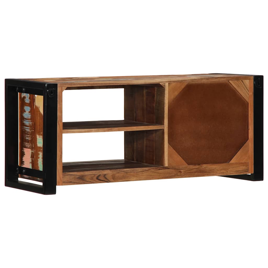Meuble TV en Bois Massif Recyclé et Fer - 80 cm-Mon Meuble TV-Bois de récupération massif-5