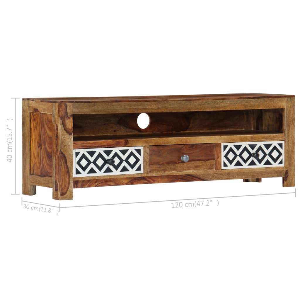 Meuble TV en Bois Naturel de Sesham - 120 cm-Mon Meuble TV-10