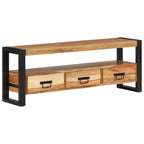 Meuble TV en Bois Naturel et Noir - 120 cm-Mon Meuble TV-120 cm-Bois d'acacia massif-1-1