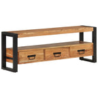 Meuble TV en Bois Naturel et Noir - 120 cm-Mon Meuble TV-120 cm-bois de manguier massif-1-10