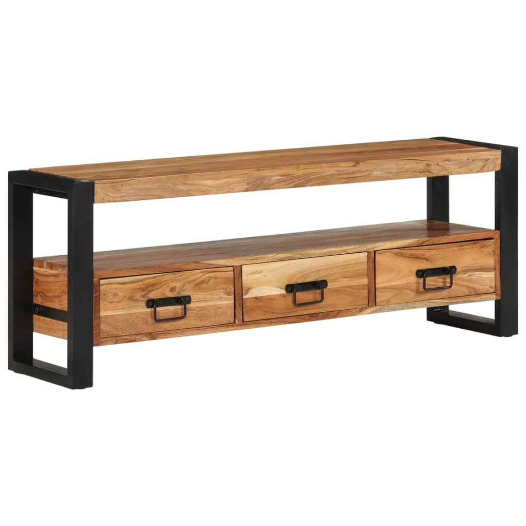 Meuble TV en Bois Naturel et Noir - 120 cm-Mon Meuble TV-120 cm-bois de manguier massif-1-11