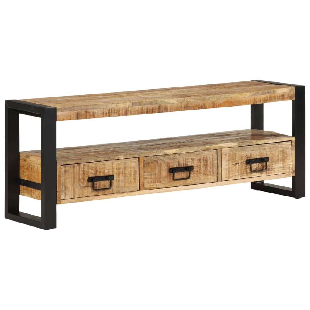 Meuble TV en Bois Naturel et Noir - 120 cm-Mon Meuble TV-120 cm-bois de manguier massif-1-12